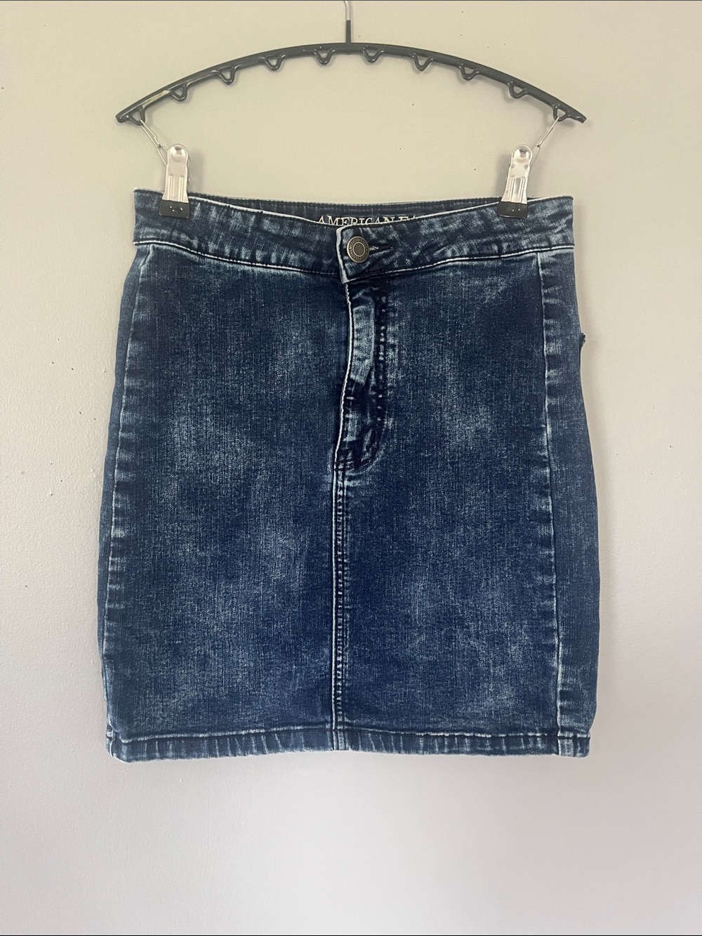 American Eagle Outfitters Acid Wash Denim Mini Skirt - Dark Blue 6